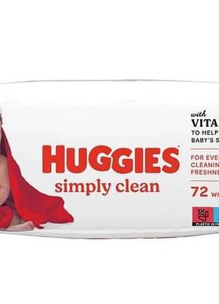 Влажные салфетки 72шт simply clean тм huggies