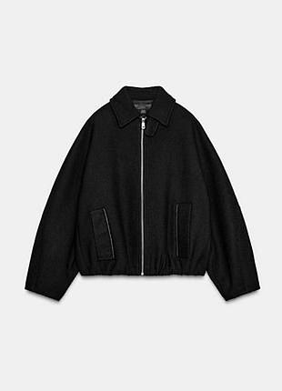 Чорний бомбер куртка zara з вовни