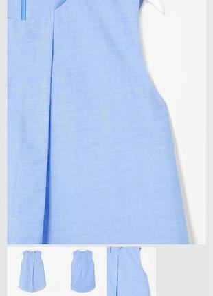 Блакитний бавовняний топ блузка без рукавів cos (cotton box pleat top), м