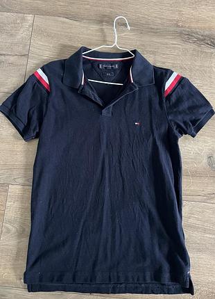 Чоловіче поло tommy hilfiger, темно-синє, з коротким рукавом