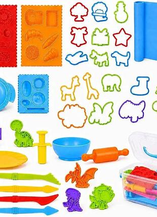 Набор для лепки toyze — 35 предметов с ковриком и контейнером.