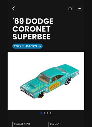 Hot wheels «69 dodge coronet superbee» 2