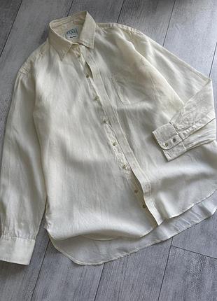 Лляна сорочка ніжно жовтого кольору як у uniqlo розмір л хл