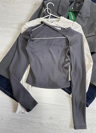 Кофта в рубчик графітоваго кольору bershka