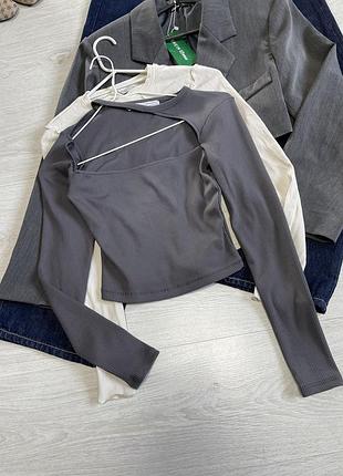 Кофта в рубчик графітоваго кольору bershka 4
