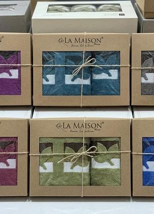Набор махровых полотенец la maison в подарочной коробке 70 на 140 см и 50 на 90 см