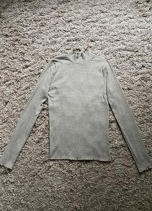 Лонгслів жіночий на стійку сіро-бежевого кольору (в кашку) topshop