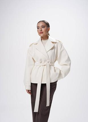 Пальто женское демисезонное укороченное xs-xl, молочный, шоколад