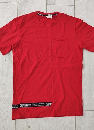 Мужская турецкая качественная красная футболка off-white