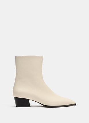 Кожаные ботинки на каблуке zara 2