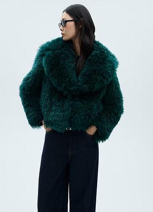 Жіноча еко-шуба mango зелена