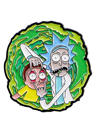 Металлический значок рик и морти в портале брошка мультфильм rick and morty санчез доктор санчес green portal зелёный портал