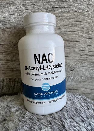 Біологічно активні речовини lake avenue nutrition n-acetyl-l-cysteine з селеном і молібденом 120 вегетаріанських капсул nac н-ацетил-л-цистеїн