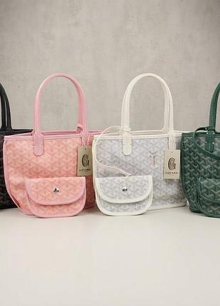 Сумка-тоут жіноча goyard з гаманцем, рожева, сіра, зелена