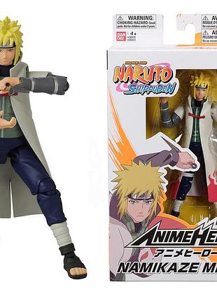 Bandai подвижная фигурка минато anime heroes bandai america naruto, namikaze minato наруто оригинал