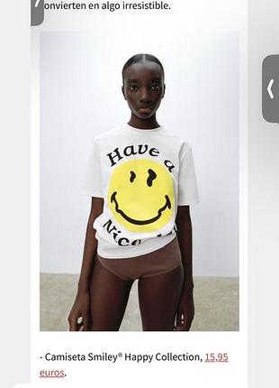 Футболка жіноча zara smiley® happy collection біла