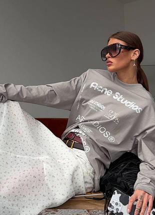Світшот acne studios брендована сіра кофта