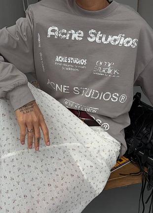 Світшот acne studios брендована сіра кофта 6