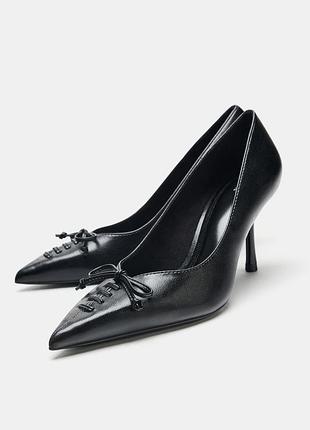 Туфли на каблуке с бантом zara