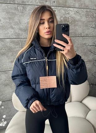 🆕 new collection куртка miu miu на пуху темно синя коротка