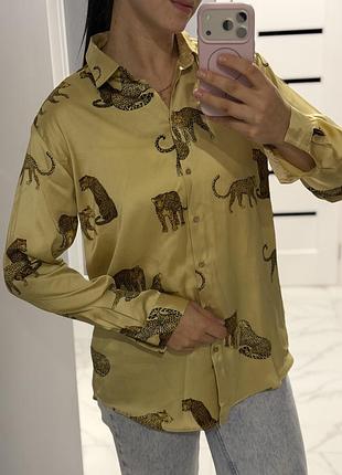 Жіноча блуза з тваринним принтом, жовта