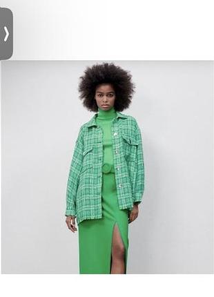 Сорочка жіноча zara в клітинку, зелена