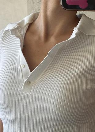 Поло жіноче zara біле в рубчик 2