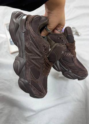 Термо кроссовки new balance 9060 dark brown