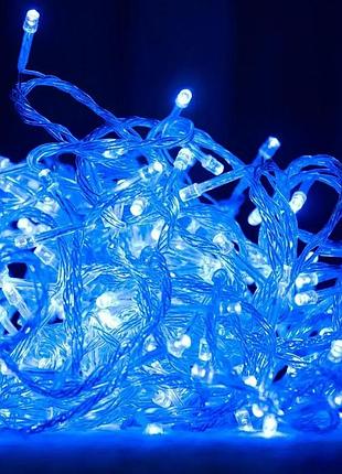 Светодиодная гирлянда xl-53-5 на 500 led с прозрачным проводом и синим свечением для праздничного декора