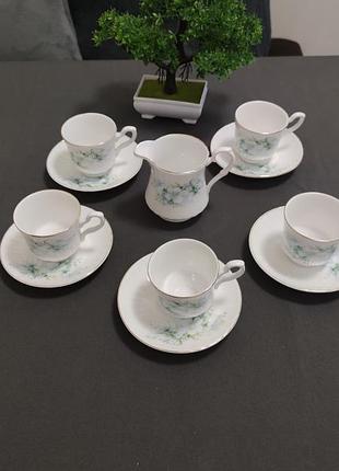 Кофейный сервиз на 5 персон + молочник из англии royal stafford