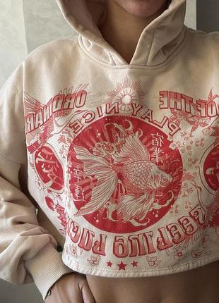 Жіночий світшот укорочений з принтом