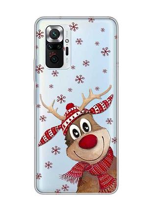 Прозорий чохол на xiaomi redmi note 10 pro / note 10 pro max зимове оленятко (принт 149)