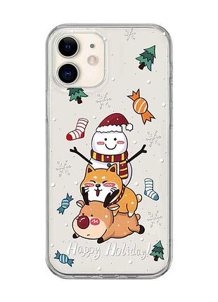 Прозрачный чехол на iphone 12 mini зимние развлечения (принт 153)
