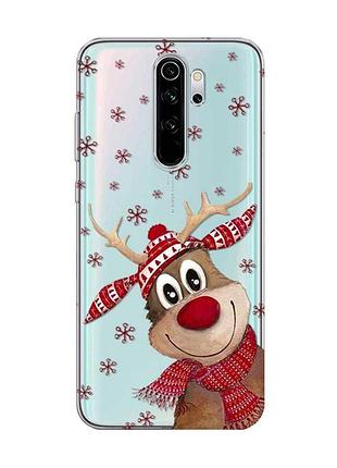 Прозрачный чехол на xiaomi redmi note 8 pro зимний олень (принт 149)