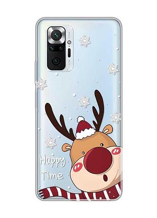 Прозорий чохол на xiaomi redmi note 10 pro / note 10 pro max зимове оленя (принт 155)