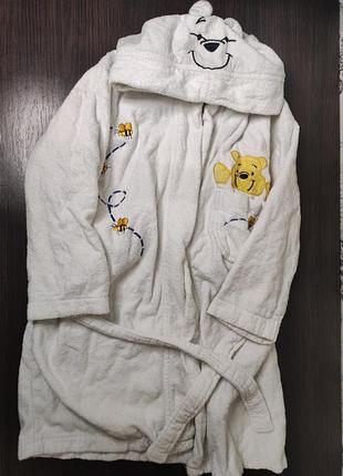 Халат дитячий winnie the pooh плюшевий з капюшоном білий