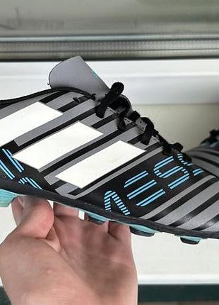 Бутси adidas nemeziz messi чорні, сірі, блакитні, розмір 38.5, довжина устілки 24,5 см оригінал адідас мессі