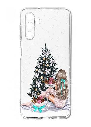 Прозорий чохол на samsung galaxy a54 5g / a546 дівчина біля ялинки (принт 139)