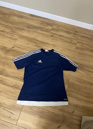 Чоловіча футболка adidas синя з білими смужками