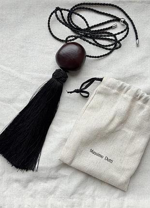 Підвіска жіноча massimo dutti з пензликом та дерев'яною вставкою