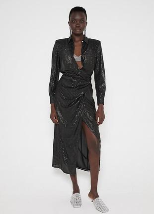 Платье блестящее zara с запахом l