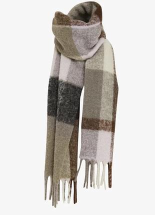 Теплий великий шарф minus acne studios в клітинку вовна