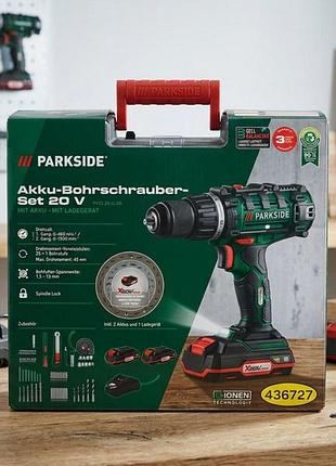 Акумуляторний дриль-шуруповерт parkside pabs 20-li g8 (20 в