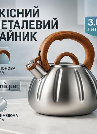Металевий чайник для газової плити 3л unique, електронний чайник з нержавіючої сталі cn-46