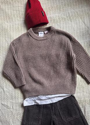 Коричневий стильний в’язаний оверсайз светр zara