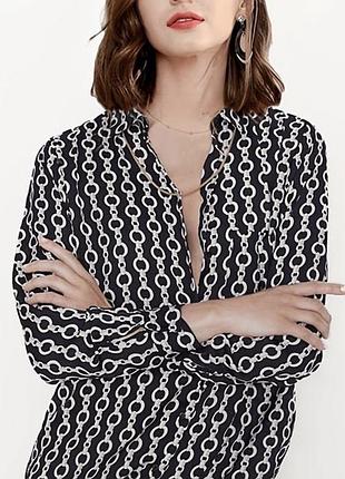 Стильна подовжена сорочка zara з принтом «ланцюги» / блуза oversize