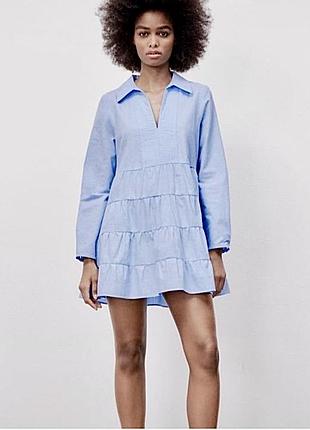 Коротка сукня жіноча zara блакитна вільного крою
