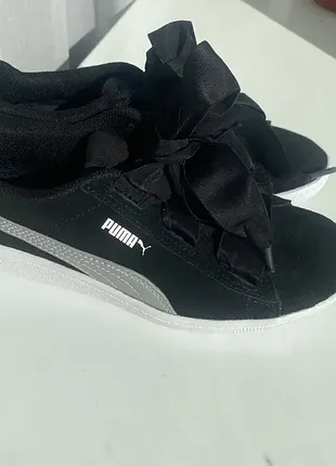 Оригинальные новые кроссовки puma из замшевой ткани с атласным бантиком