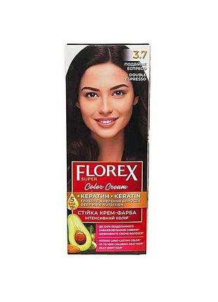 Крем-краска для волос кератин 3.7 двойной эспрессо тм florex