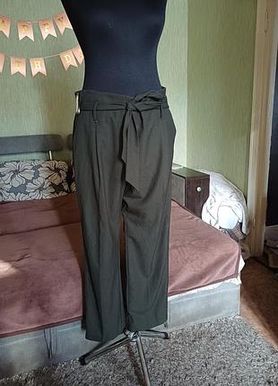 Стильные брюки хаки / брюки с поясом next tailoring (размер 18xl / 46)
